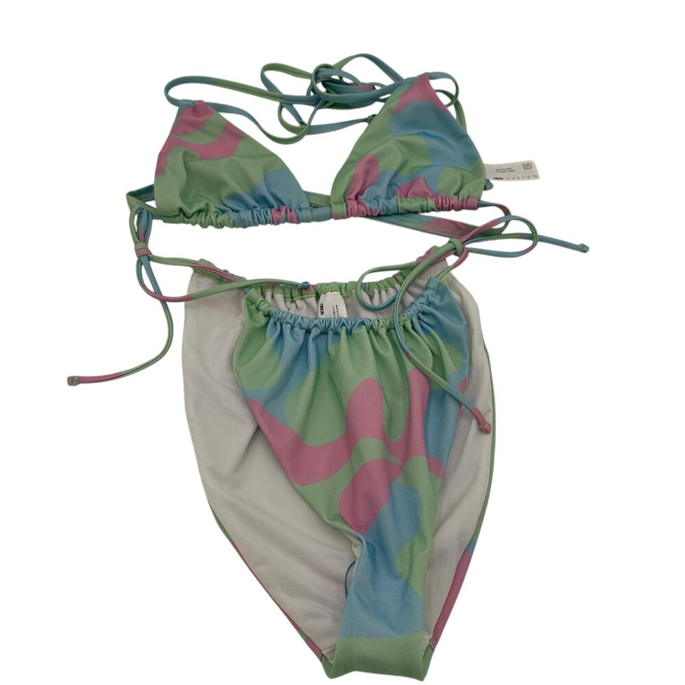 ASOS Design Fuller Bust Triangle Bikini Pastel Camo Print Size 36DD-E / 14